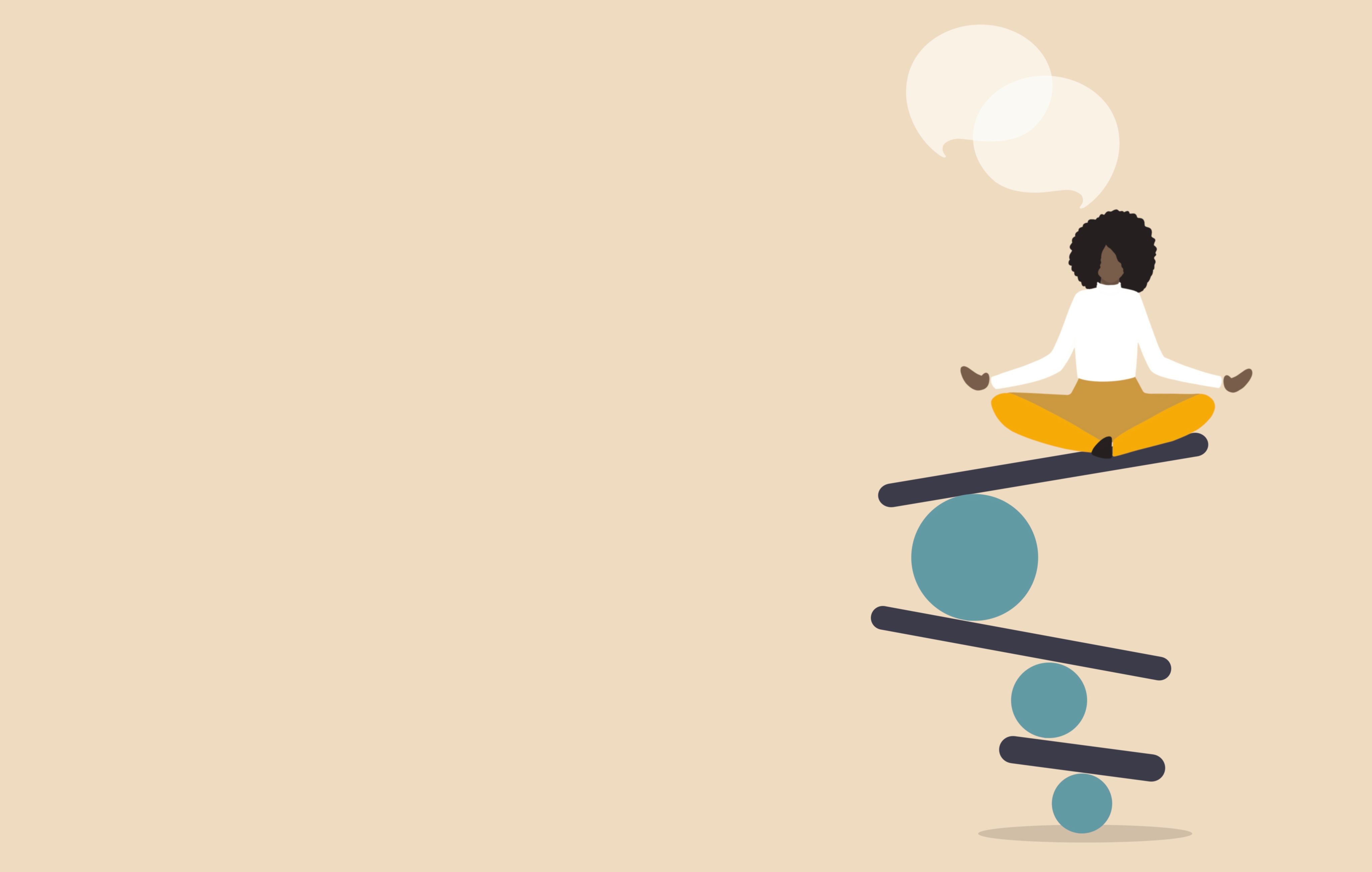 A woman balancing while in thought.