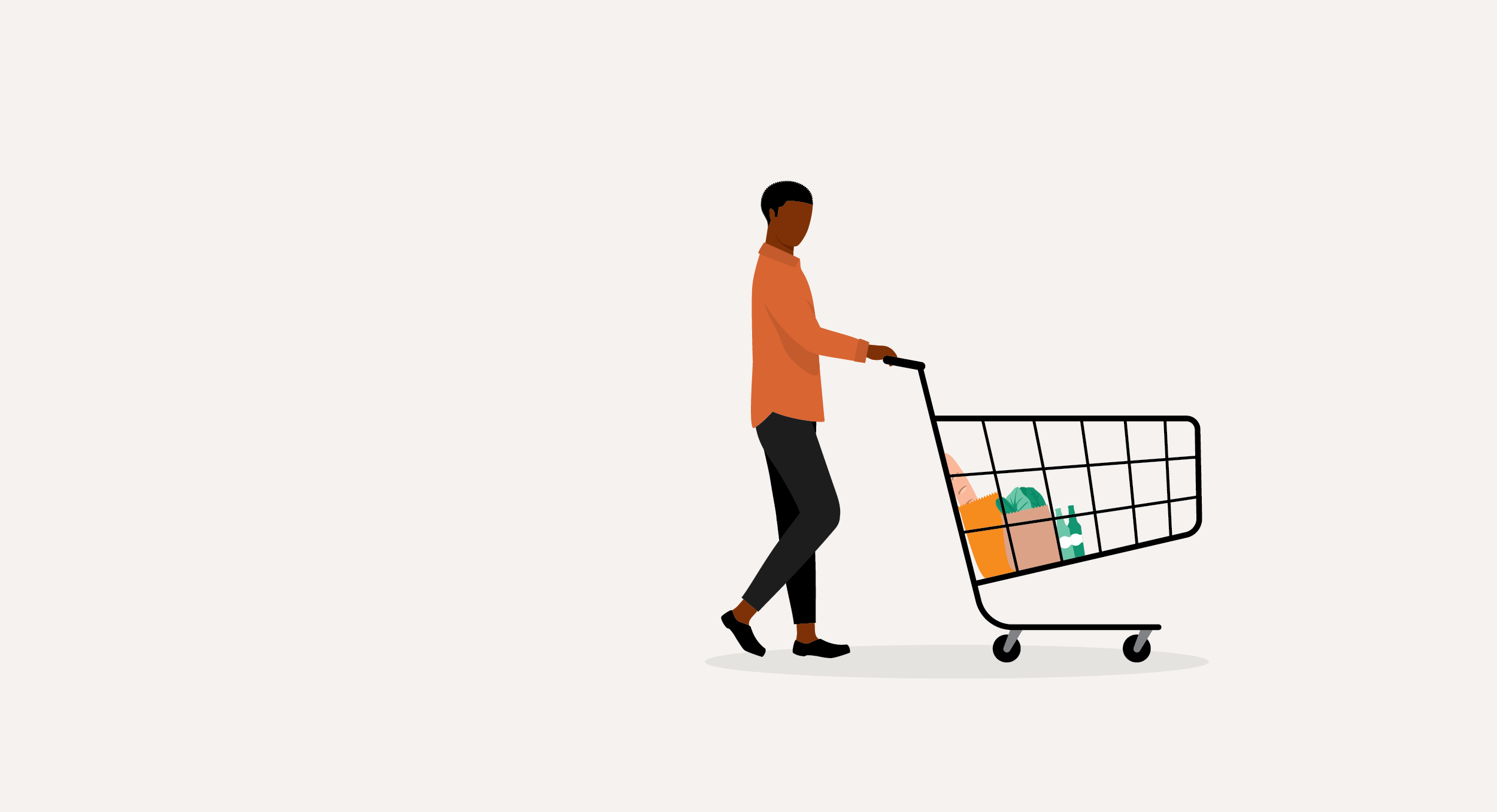 An illustration of someone shopping for healthy food.