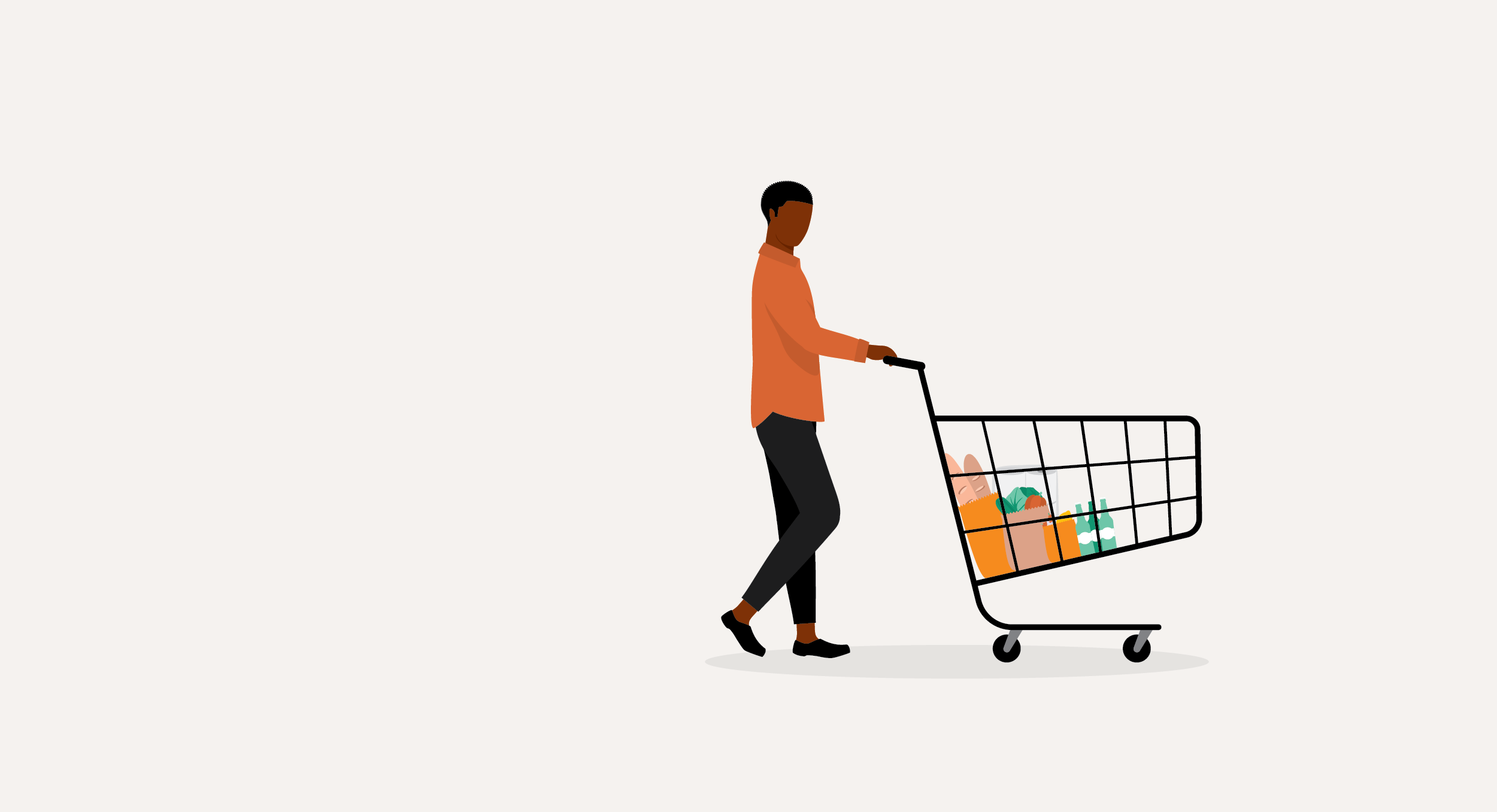 An illustration of someone shopping for healthy food.
