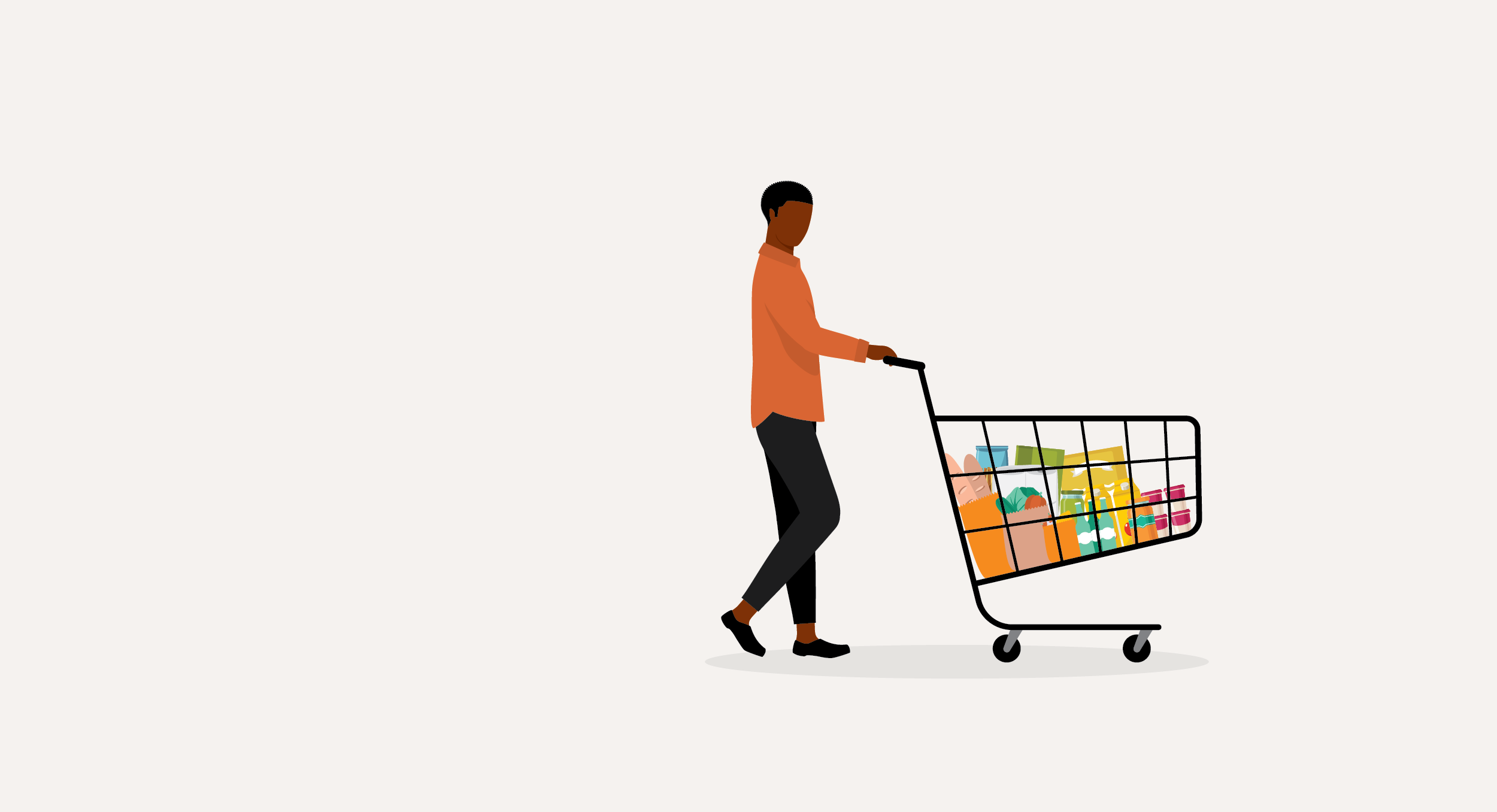 An illustration of someone shopping for healthy food.