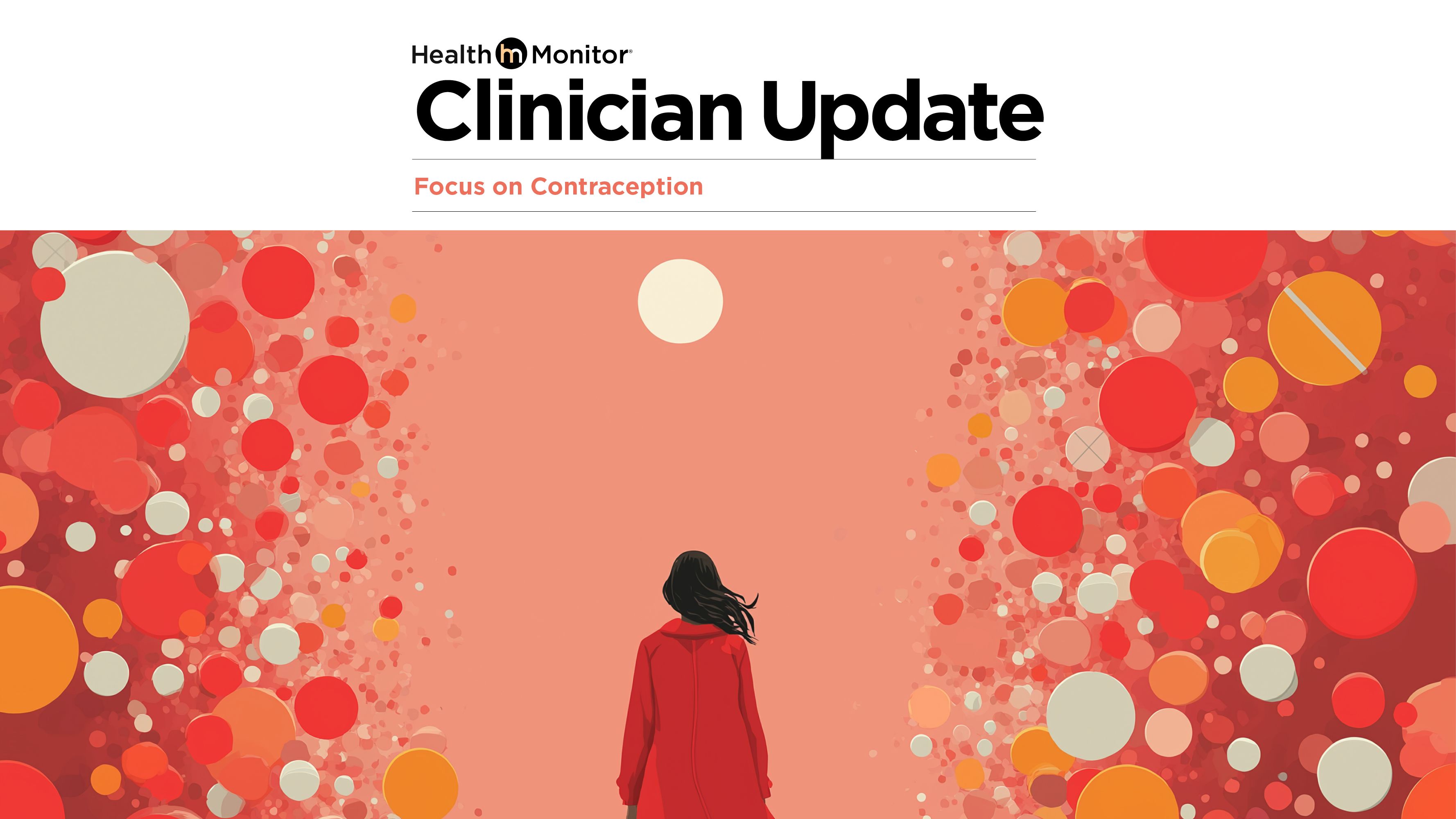 An illustration of a woman under the Clinician Update logo.